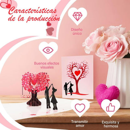 💗Valentine's Day✨Pop Up Anniversary Card, 3D Valentine's Day Anniversary Card with Love Tree & Hearts