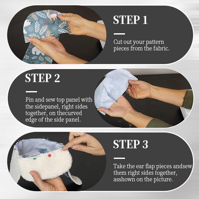 Aviator Hat Sewing Template Set - Winter Hats for Family - With Instructions