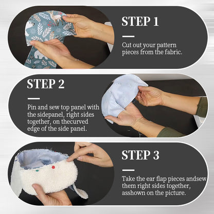 Aviator Hat Sewing Template Set - Winter Hats for Family - With Instructions