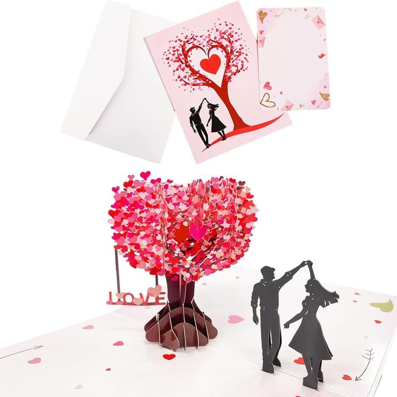 💗Valentine's Day✨Pop Up Anniversary Card, 3D Valentine's Day Anniversary Card with Love Tree & Hearts