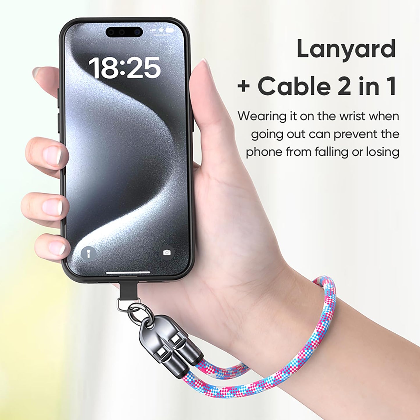 240W USB-C to USB-C Fast Charging Cable Lanyard & Wearable Wrist Strap