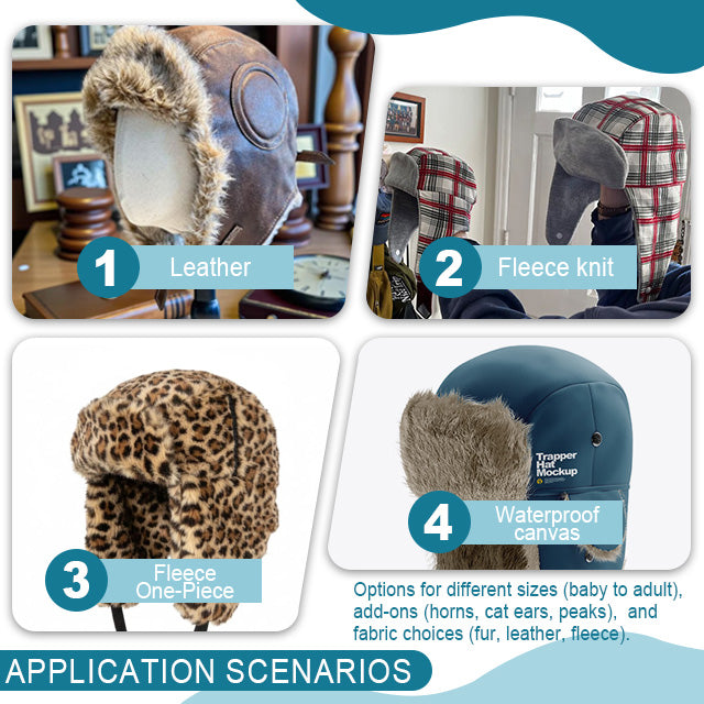 Aviator Hat Sewing Template Set - Winter Hats for Family - With Instructions