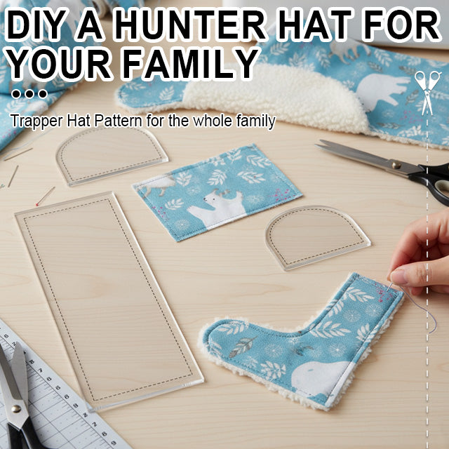Aviator Hat Sewing Template Set - Winter Hats for Family - With Instructions