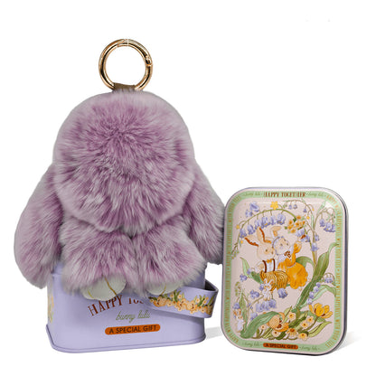 Handcrafted Soft Bunny Charm: Adorable Plush Rabbit Toy Keychain