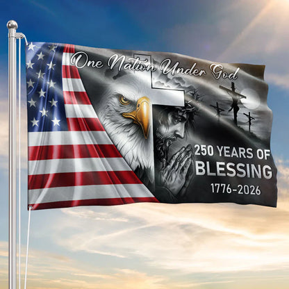 Cowgic 250 Years Of Blessing America Flag, One Nation Under God Grommet Flag