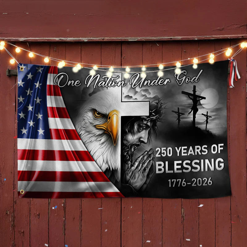Cowgic 250 Years Of Blessing America Flag, One Nation Under God Grommet Flag