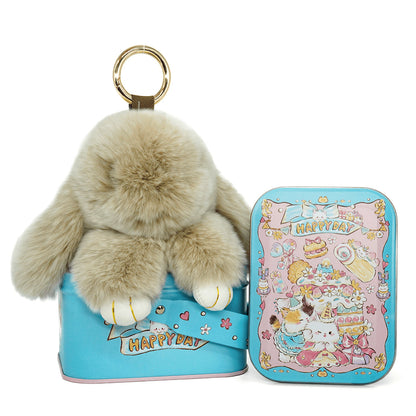 Handcrafted Soft Bunny Charm: Adorable Plush Rabbit Toy Keychain