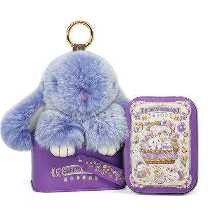 Handcrafted Soft Bunny Charm: Adorable Plush Rabbit Toy Keychain