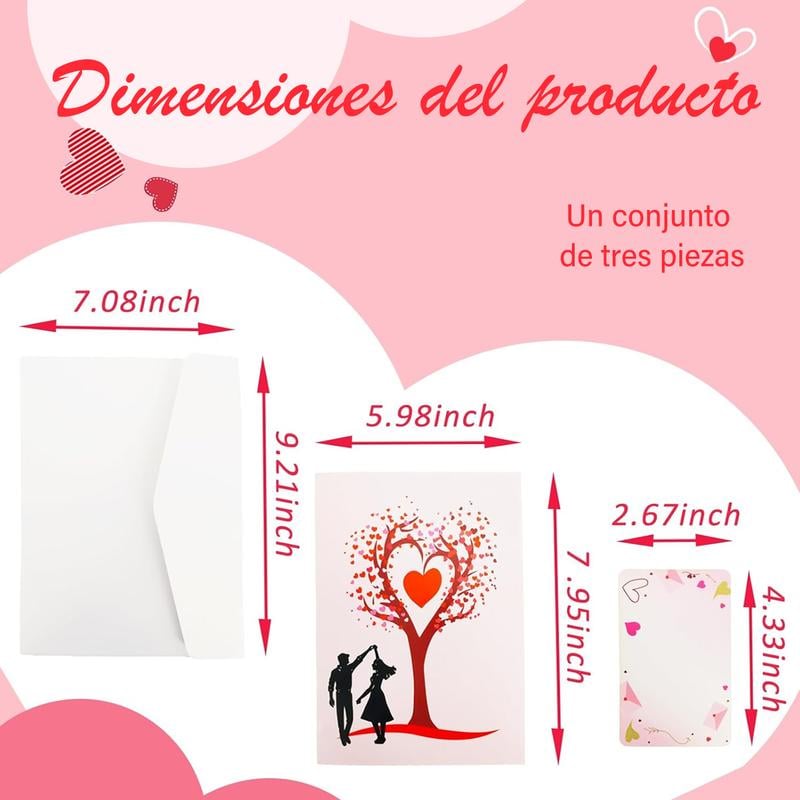 💗Valentine's Day✨Pop Up Anniversary Card, 3D Valentine's Day Anniversary Card with Love Tree & Hearts