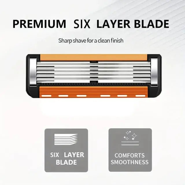 Men's Razor Refill Set + Free Handle – Ultra-Sharp Stainless Blades for Smooth Shave
