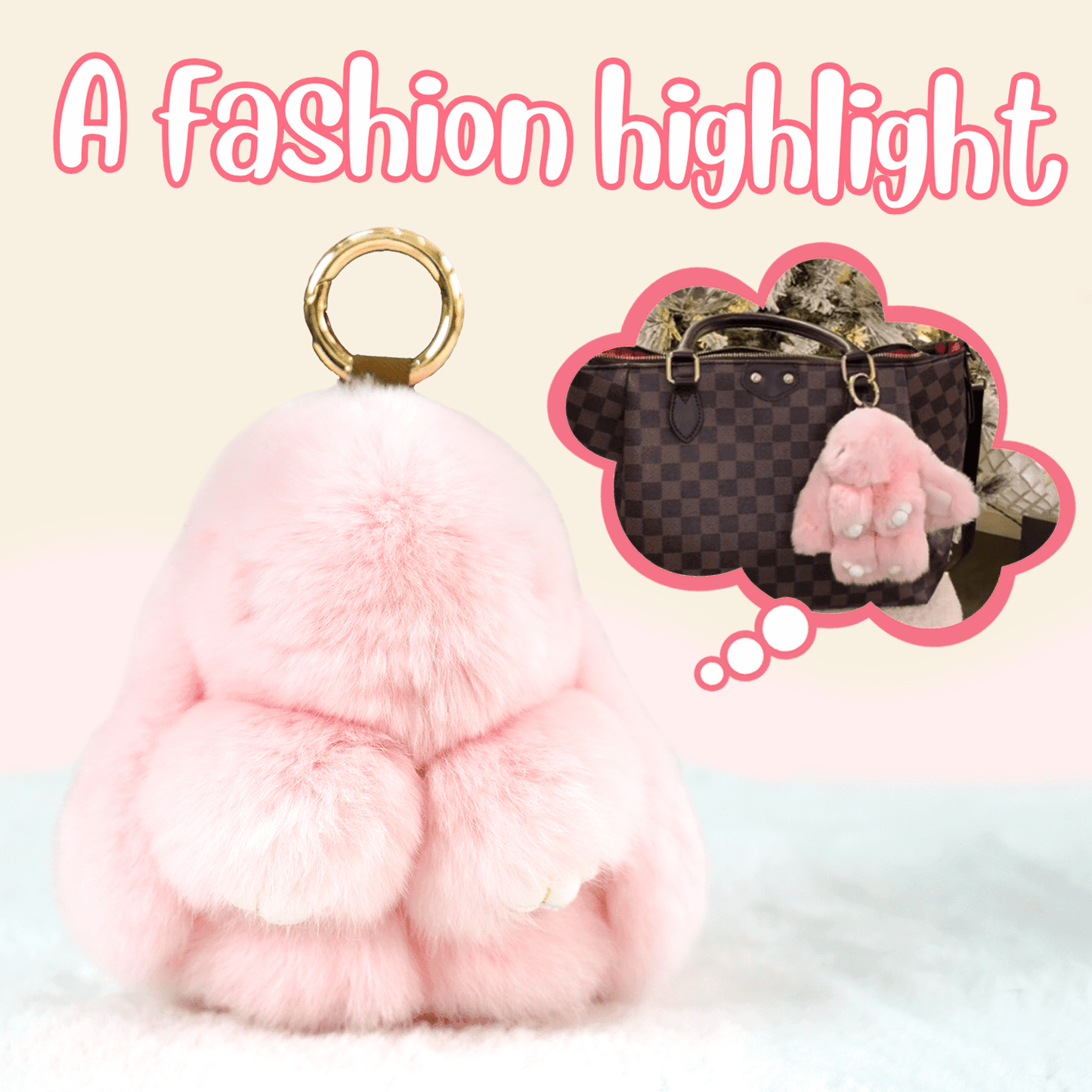 Handcrafted Soft Bunny Charm: Adorable Plush Rabbit Toy Keychain