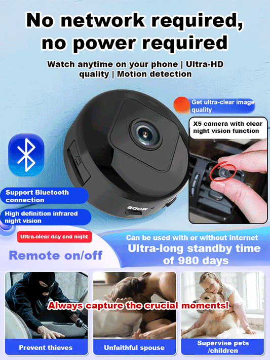 🔥Second item 40% off🔥【Hidden camera HD night vision】No WIFI or electricity required💯Tiny and installs in 1 second ⚠️Remote real-time viewing