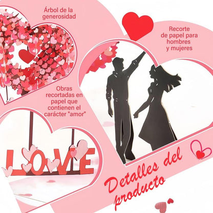 💗Valentine's Day✨Pop Up Anniversary Card, 3D Valentine's Day Anniversary Card with Love Tree & Hearts