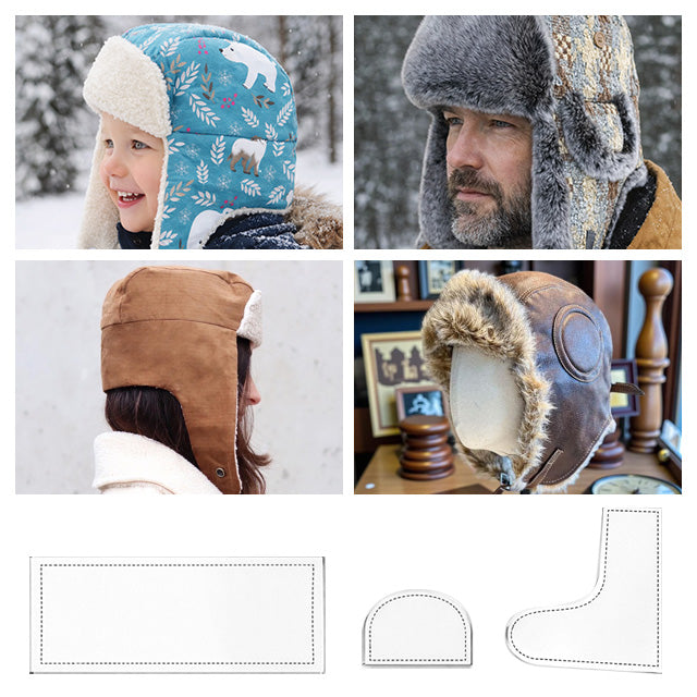 Aviator Hat Sewing Template Set - Winter Hats for Family - With Instructions