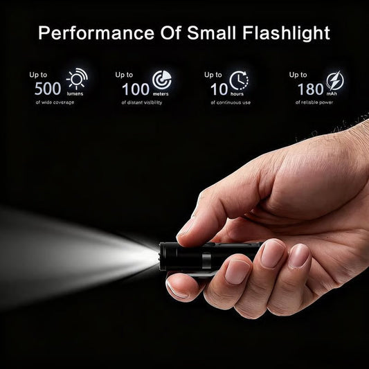 🔥Second item 40% off🔥🔦Pocket Rechargeable EDC Flashlight: 500 Lumens Mini Keychain Light with Fire Starter & Window Breaker